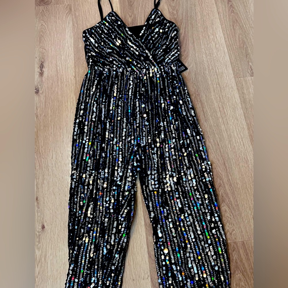 Express Jumpsuit Sequin Size Small - image 1